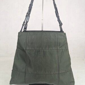 PRADA Milano Tessuto Solid Rayon Nylon Green Metal Chain Shoulder Bag Italy